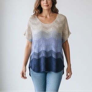 212 New York Women's Crochet Tunic Top Cap Sleeve Size L